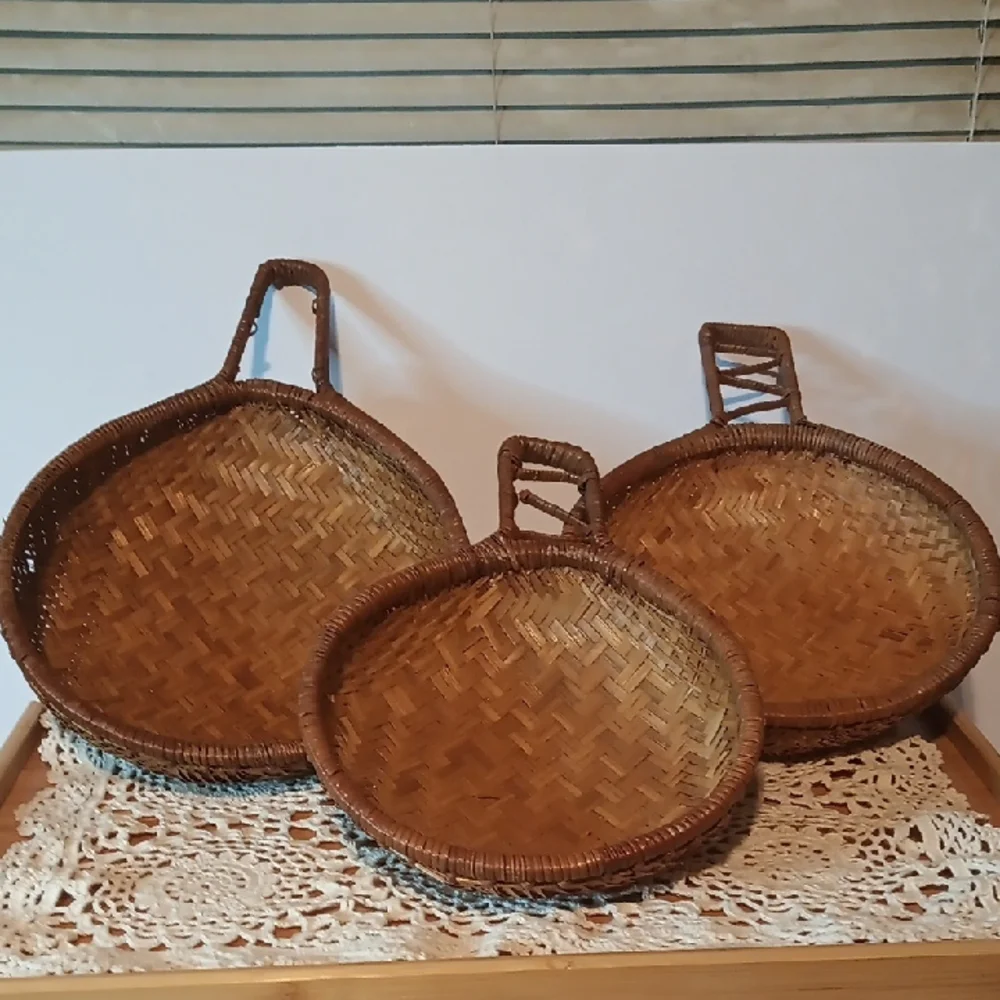 Hand Crafted Brown Accent Baskets Set